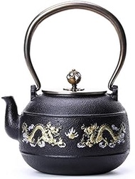 Tetsubin Teapot Japanese Cast Iron Teapot Kettle Enamel Interior Cast Iron Pot Tea Set for Tea Brewing,Faster Heating and Less Rusty (Color : Black Size : 1200Ml) (Black 1200ml) lofty ambition