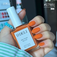 สีทาเล็บกึ่งเจล U-DELI  U-705 ไม่ต้องอบ สีส้มสุดเก๋ เติมความสดใสให้เรียวเล็บดูอ่อนเยาว์ขึ้น ไร้กลิ่น