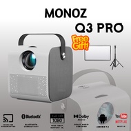MONOZ Q3 Pro Projector 4K UHD Resolution Built-in Android OS Portable Mini Quality Projector 4kFull 