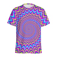 Abstract Spiral Dizzy Pattern T-shirt For Men Summer Casual Short Sleeve Tops 3d Printed Illusion Te