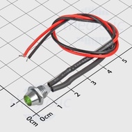 [3 Pieces]- Green LED Stainless Steel Case 6mm 24VDC Connecting Wire 20cm