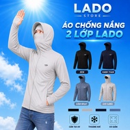 [Super Speed + 2 LAYERS] LADO Men's 2-Layer Sunscreen Shirt Made of Ventilated Diamond Fabric, Cool 