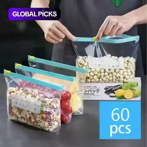 60pcs Leak Proof Reusable Snack Containers for Fruits Vegetables Meat Kitchen Tissue Essentials with