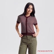 Penshoppe Essentials Knit Striped Cardigan For Women
