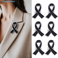SEPTEMBER Black Ribbon Pin, Awareness Melanoma Cancer Funeral Ribbon Badge Brooch, Enamel Black Ribb