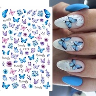 Harunouta 3D Nail Sticker Butterfly Line Sliders Purple Heart Nails Decals DIY Decoration