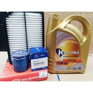 KIA SPECTRA 5 AIR FILTER + OIL FILTER + KOYOMA 15W40 MINERAL ENGINE OIL