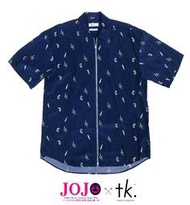 【日本製】🔵TAKEO KIKUCHI  JOJO 短袖襯衫🔵M號 品牌 潮流 潮牌 上衣 布羅諾 深藍色 靛藍