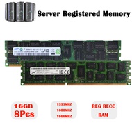 8PCS 16GB Samsung/ไมครอน RAM DDR3 1333MHz 1600MHz 1866MHz หน่วยความจำเซิร์ฟเวอร์ PC3L PC3-10600R PC3-12800R PC3-14900R 240Pin REG ECC DDR3 = 1.5V DDR3L = 1.35V RAM หน่วยความจำที่ลงทะเบียนสนับสนุน Workstation/X58/เซิร์ฟเวอร์ X79