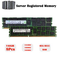8PCS 16GB Samsung/ไมครอน RAM DDR3 1333MHz 1600MHz 1866MHz หน่วยความจำเซิร์ฟเวอร์ PC3L PC3-10600R PC3