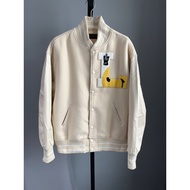 Varsity Leather-Sleeve Hip-Hop Dance Jacket - Stylish Rapper Choice