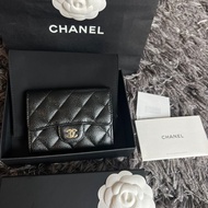 Chanel wallet trifold black cav ghw