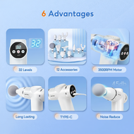 ALLTOU Massage Gun With 12 Accessories 32 Speeds Fascia Massage Gun LCD Display for Muscle Neck Rela
