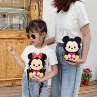 AT/🧨Super Cute New Children's Bags Silicone Small Messenger Bag Fashion Baby Shoulder Bag Big Children Mickey Handphone-