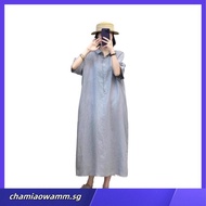 LAHSTORE straight linen dress with German collar, half sleeves, pockets, youthful loose form DS29 (G