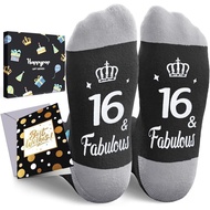 HAPPYPOP 16 Year Old Birthday Gifts - Socks 16th Birthday Gifts Ideas for Teen Girls Boys S3KD