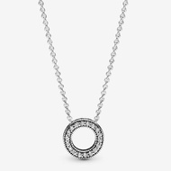 [ORIGINAL 100%] Kalung Pandora Logo Pave Circle Collier Necklace  Silver