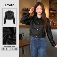 Lovito Women Casual Jacket Plain Button Summer/Spring Jacket L76AD091 Lovito Jaket Kasual Wanita But