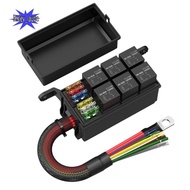 6-Way Automobile Modified Fuse Relay Box Automobile Modified Fuse Relay Panel, Suitable for Automobi