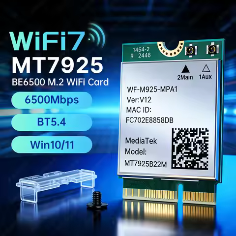 MT7925 WiFi 7 BE6500 M.2 Network Card For Bluetooth 5.4 Tri Band 2.4G 5Ghz 6GHz 802.11BE NGFF WiFi7 