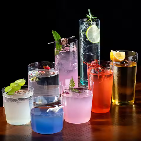 Highball Hypo Cup Japanese Style Straight Cocktail Glass Collin Cup Drinking Water Cup Juice Glasses