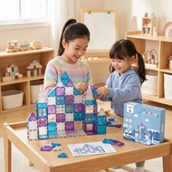 [MNTL Official Agent] 120 pcs Star Magnetic Tiles Ice Set