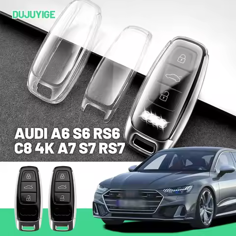 Clear TPU Car Key Case For Audi A6 S6 RS6 C8 4K A7 S7 RS7 4K8 A8 S8 D5 4N Q7 Key Fob Cover Protector