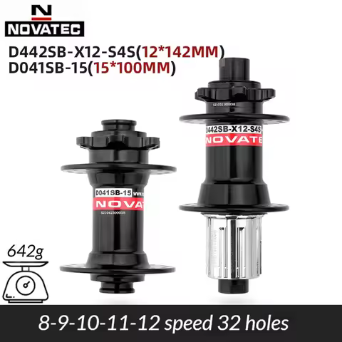 NOVATEC Mountain Bike Hub 32H Thru Axle Front Rear Hub Set BOOST 15x110 12x148mm 8‑12 Speed Sealed B