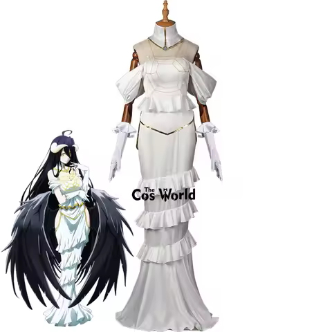 Overlord Albedo White Dress Outfits Anime Cosplay Costumes