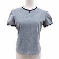 極佳狀態☆CHANEL 復古 98P P10691 Coco Mark 刺繡短袖 T 卹上衣，灰色，42 碼，法國製造，女款。