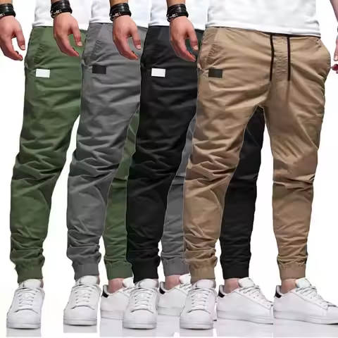 2025Woven fabric new hot selling solid color casual stock ordinary youth long pants mid waist casual