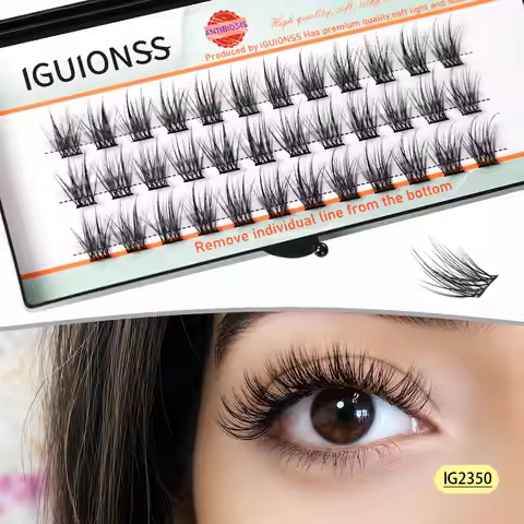 IGUIONSS Segmented False Eyelash Extension DIY Natural Individual Lash Makeup Tools Soft Easy to Ope