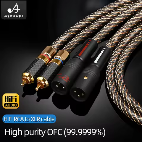 One Pair UK QED HiFi RCA to XLR Audio Cable OFC Mixed Silver 4 Layers Shielding 2 RCA Male to 2XLR F