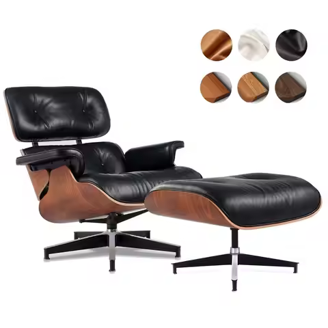 PU Leather,Mid Century Chaise Lounge Chair Indoor, Chair with Ottoman, Reading Chair, Leather Accent