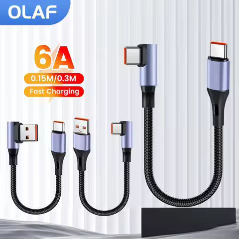 Olaf 6A Short Cable Super Fast Charging 15CM 30CM Type C Cable For Power Bank iPhone 15 16 Sumsung H
