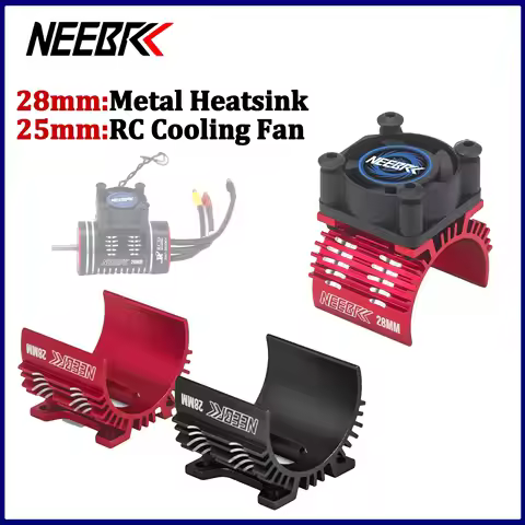 NEEBRC 28mm Metal Heatsink Holder 25mm Motor Cooling Fan 5-12V for 1/14 1/16 RC Car 2838 2845 2848 2