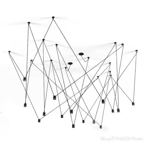 Geometric Diy Wire Hanging Lamp Industrial Spider Web G9 Chandelier Creative Design Niche High-End M