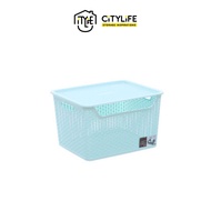 Citylife 24L Weave Basket with Lid - Blue - L7137 - Citylong