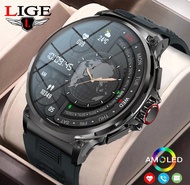 LIGE Men Sports Watches 710mAh Original Full Round Touch Screen Steel Strip Scratch resistant Bluetooth Calling Men's Smart Watch Waterproof watch for man+Free Box