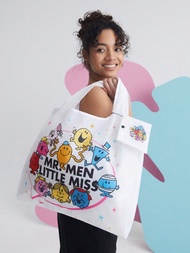 Mr Men Little Miss X SHEIN 女士卡通大型可折疊攜帶式購物袋-適用於戶外