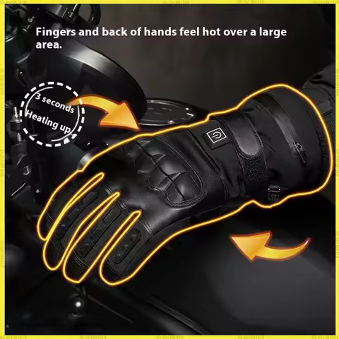 Electric Heated Gloves Men's Tactical Motorcycle Gloves Touchscreen 3-Second Heating 3-Level Tempera