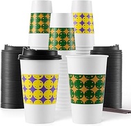TACC 48 PACK 16OZ Disposable Coffee Cups with Lids, Sleeves and Stirrers, To Go Coffee Cups with Lid