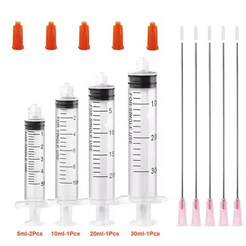 5ml-30ml Glue Syringe with 18G 4" Blunt Tip Needle & Cap for Epoxy, Oil, Ink, Wood Adhesive - Precis