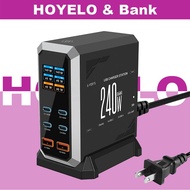 HOYELO GaN 240W Fast Charger 6-Port Multifunctional PD3.1 Screen Display Desktop Charger