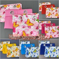 3 in 1 Ring Curtain Floral Butterfly 5ft 6ft 7ft Geena Fabric