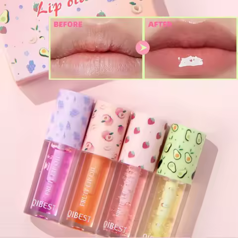 Fruit Flavors Lip Oil Set Hydrating Moisturising Clear Lipgloss Water Gloss Lip Pomade Lasting Lip P