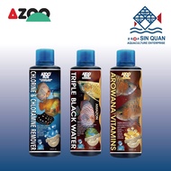 Azoo chlorine & chloramine remover, triple black water, arowana live water, arowana vitamin