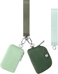 Zip Around Dual Pouch Wristlet Wallets for Women With 2 Detachable Keychains Wallet Coin Purse Porta