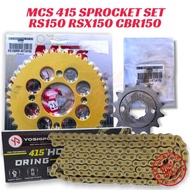 MCS 415 RS150 RR Sprocket Set HONDA RS150 RSX CBR150 Sprocket & YOSHIPOWER O-RING Gold Chain Set 415