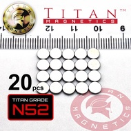 Grade N52 Disc Neodymium Magnets 5mm dia x 1mm 20pcs Strong Craft Replacement Magnets, Fridge Magnet